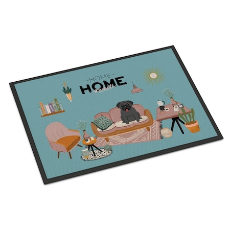 Carolines Treasures 24 x 36 in. Black Pug Sweet Home Indoor or Outdoor Mat CK7851JMAT